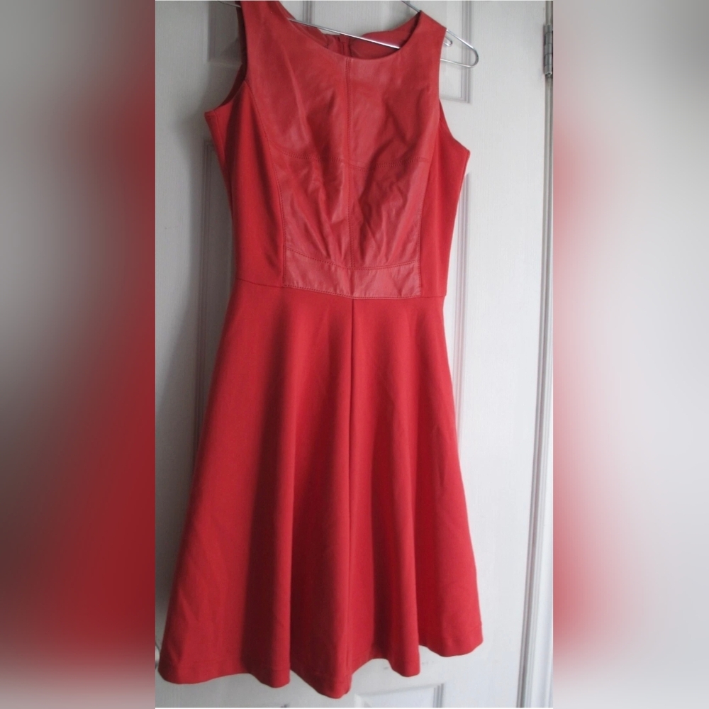 DANIER Dress Regular fit Shift Dress in Red- Size 2 Red Leather Shift Dres